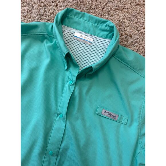 COLUMBIA PFG women's long sleeve, button up shirt Size Medium, Blue/Teal - Picture 4 of 12
